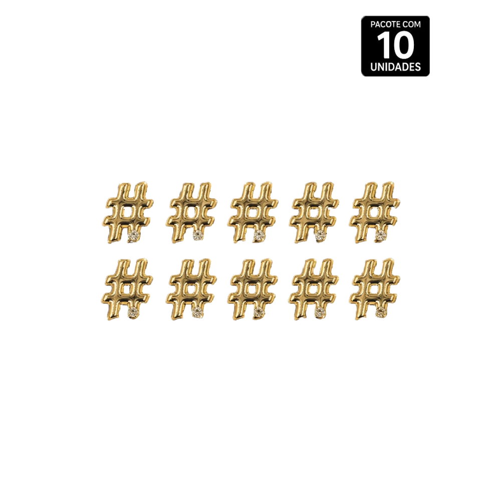 HASHTAG CARACTERE ABS DOURADO 10 UNIDADES PROVOKE-ME 