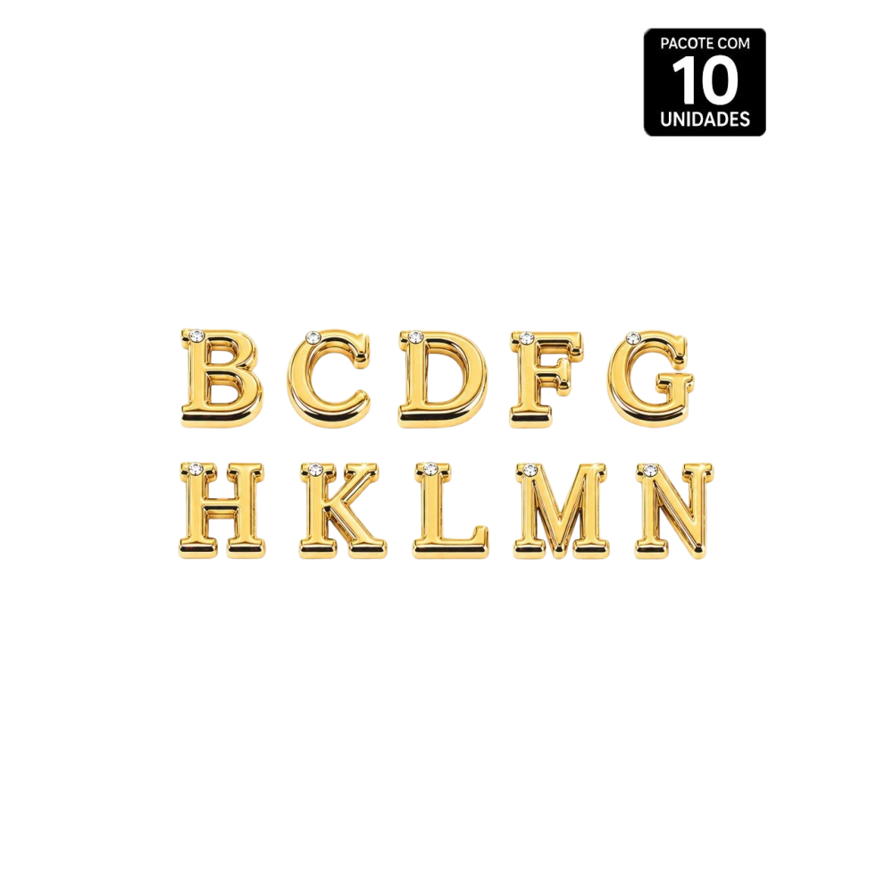 LETRAS CONSOANTES ABS DOURADA STRASS 10 UNIDADES PROVOKE-ME