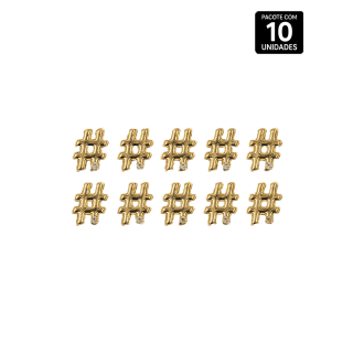 HASHTAG CARACTERE ABS DOURADO 10 UNIDADES PROVOKE-ME 